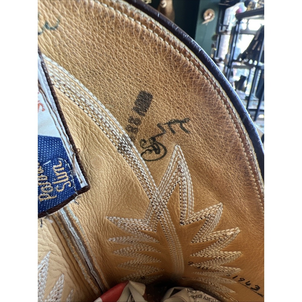 Panhandle Slim Brown Cowboy Boots 9.5 B Mexico Vintage Western Ostrich Leg - Picture 9 of 13